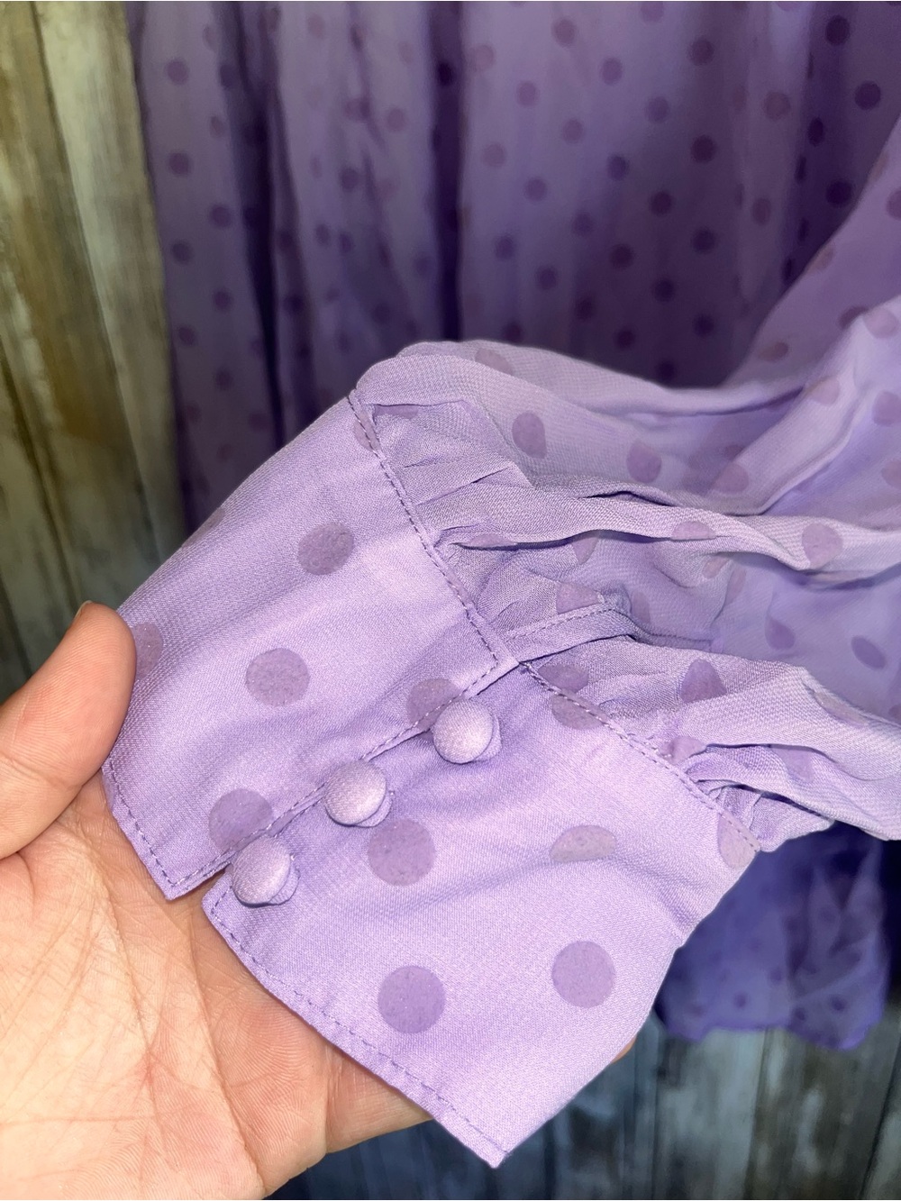 NWT Torrid Purple Chiffon Clip Dot Puff Sleeve Blouse 4X 26 - Picture 5 of 6